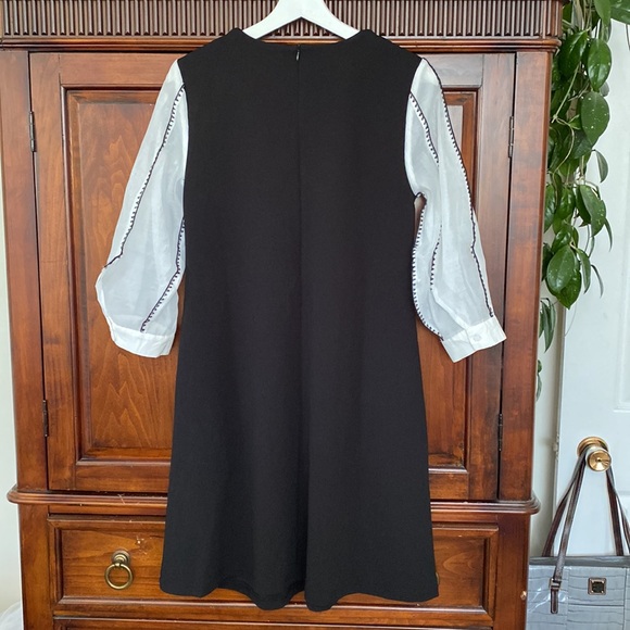 Gracia NWT beautiful A line midi length dress organza balloon sleeve embroidery - Picture 2 of 11